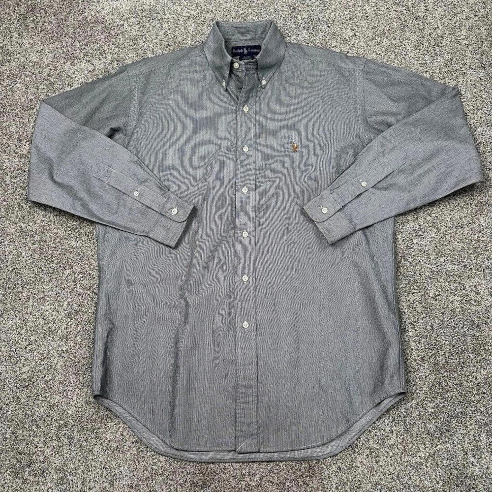 Ralph Lauren Shirt Men S Gray Grey‎ Pony Check Long Sleeve Preppy Blake Casual